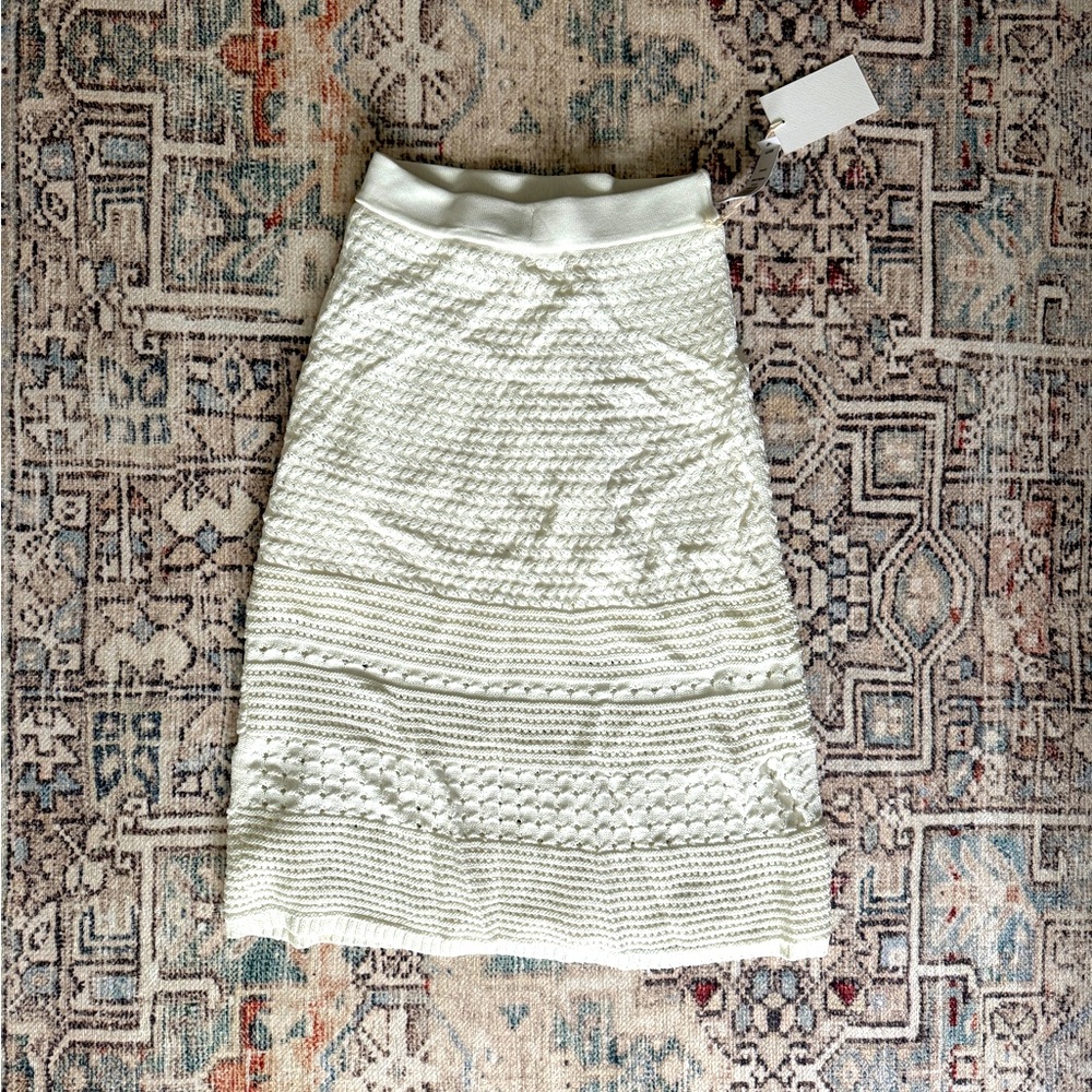 Aritzia Wilfred White Lined Midi Skirt